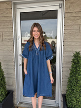 Load image into Gallery viewer, Smocked Denim Dress