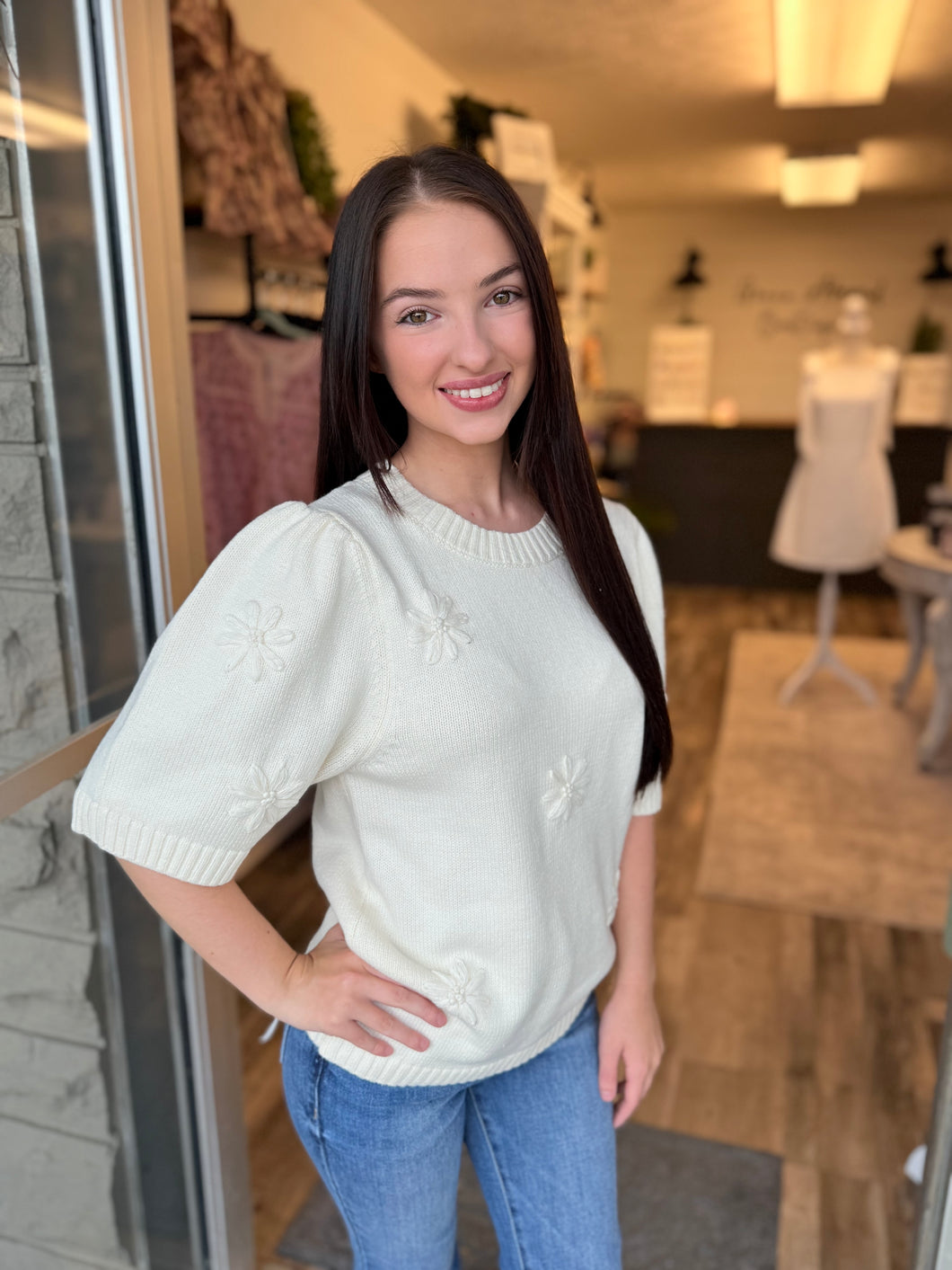 Knitted Floral Top