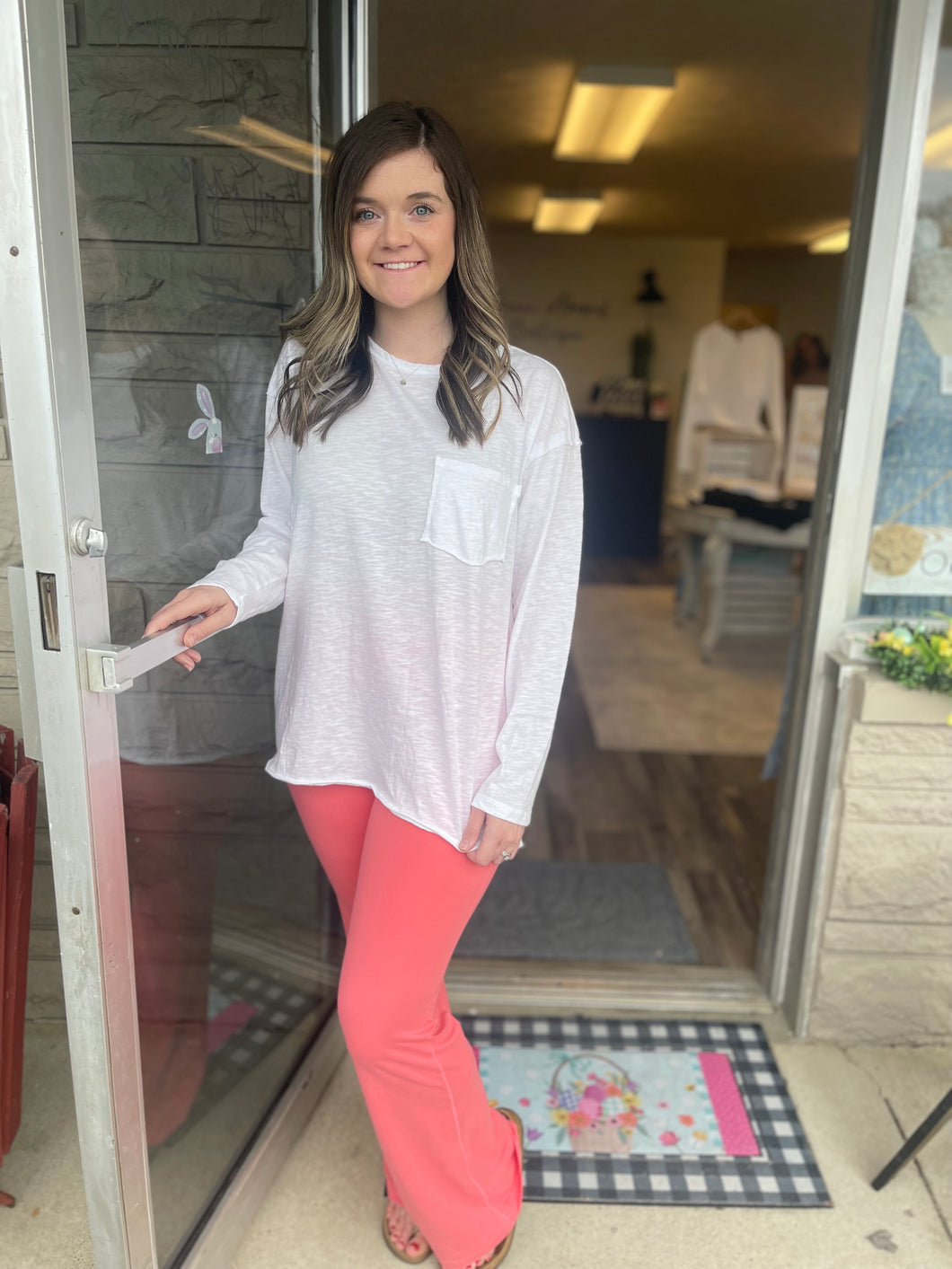 Everyday Flare Leggings- Coral Rose