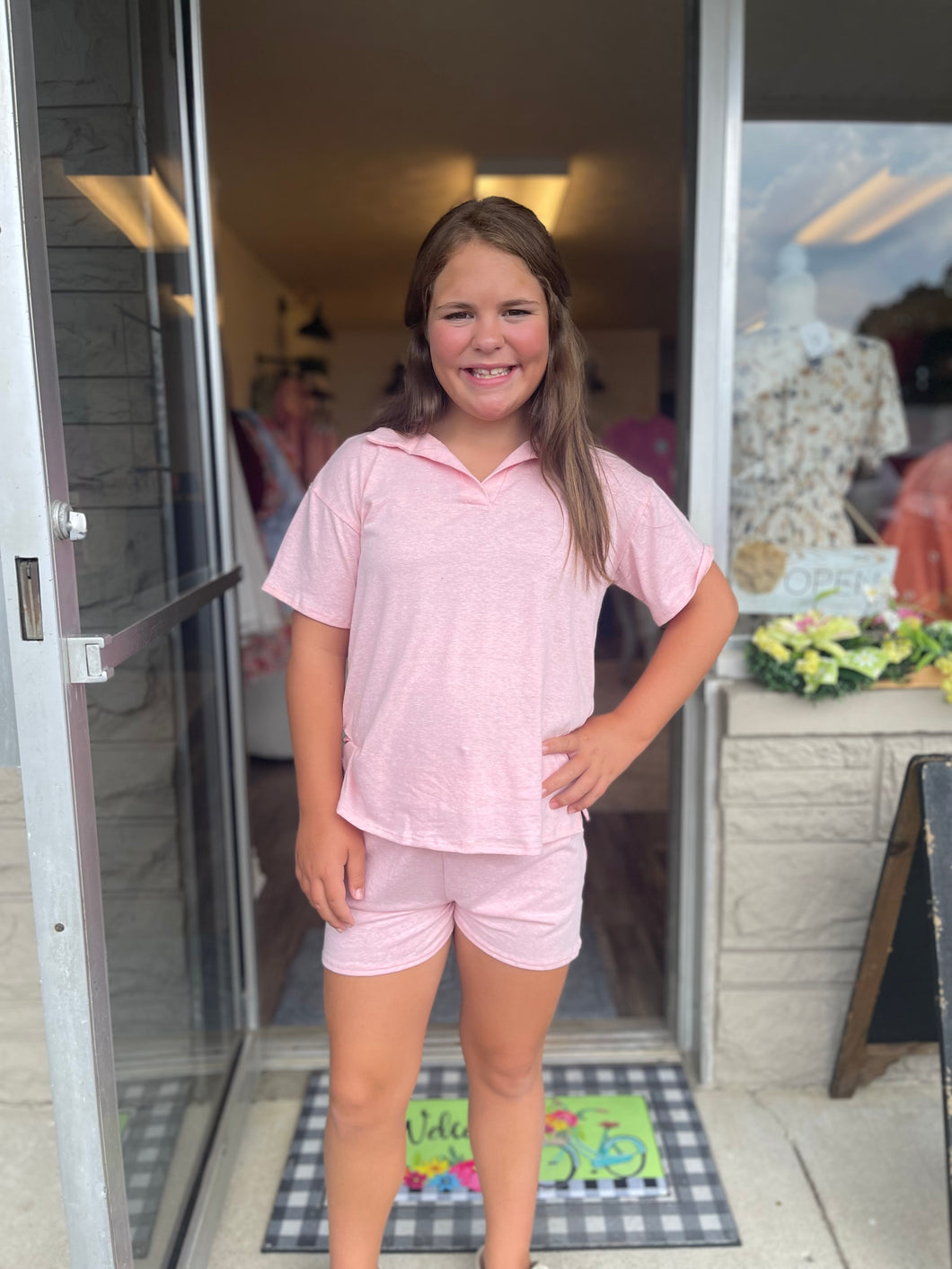 Preppy Pink Shorts- Tween