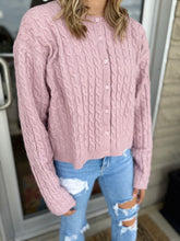 Load image into Gallery viewer, Cable Knit Cardigan- Rose
