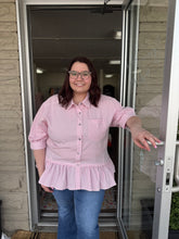 Load image into Gallery viewer, Pink Ruffle Top- Plus
