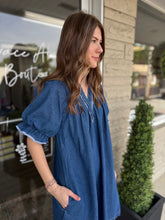 Load image into Gallery viewer, Smocked Denim Dress
